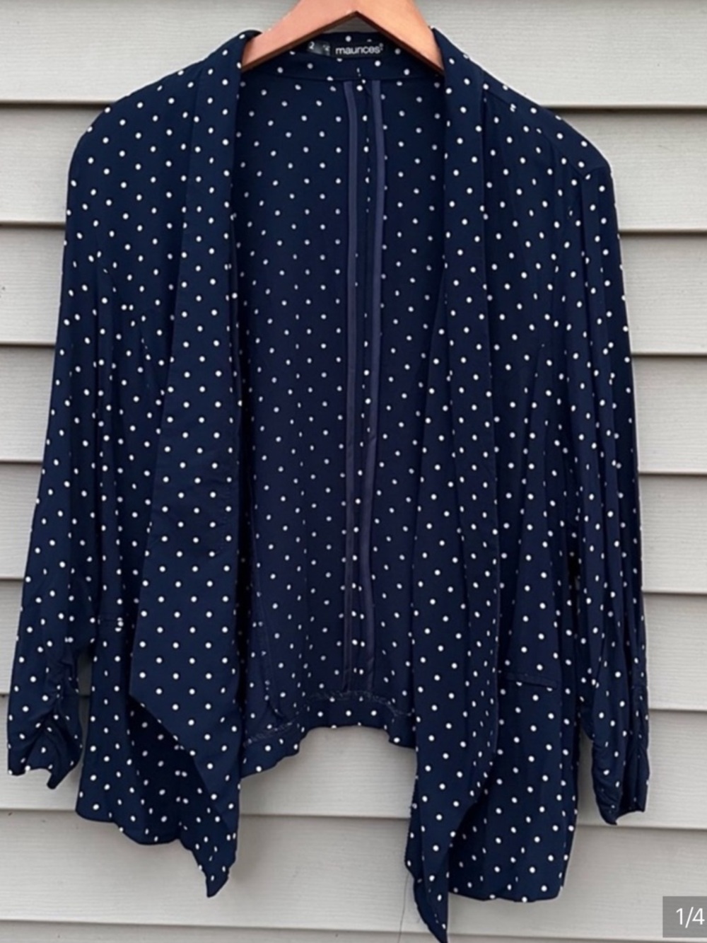 Hi lo polka dot blazer jacket open front